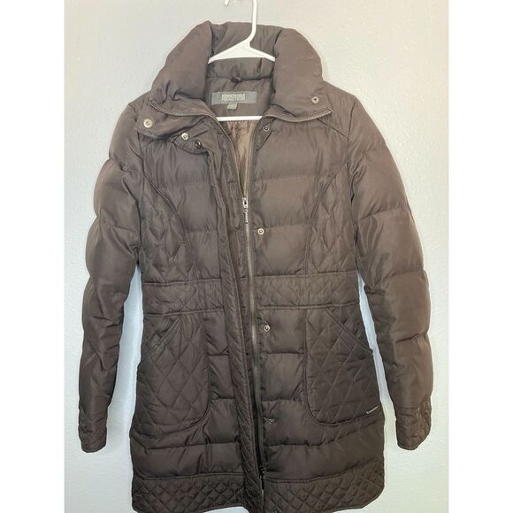 Kenneth Cole Reaction Brown Quilted Down Filled Jacket Parka Coat Size Small - Picture 1 of 13